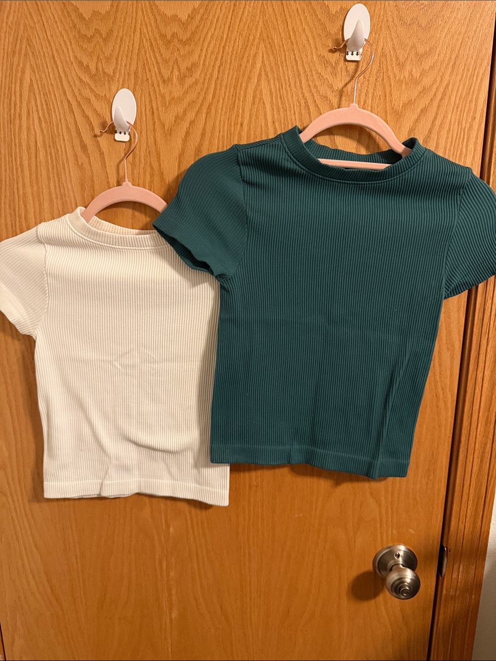 Bundle of 2 Old Navy Ribbed Short-Sleeve Tees - Teal & White
